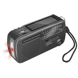 LogiLink Dynamo-Handkurbel-Radio, Solarpanel & Taschenlampe