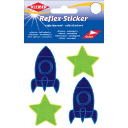 KLEIBER Reflex-Sticker Stern & Rakete, gelb/blau