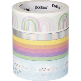 folia Deko-Klebeband Washi-Tape HOTFOIL RAINBOW CLOUDS, 4er