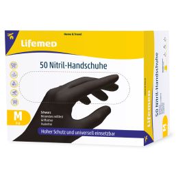 Lifemed Nitril-Handschuh, schwarz, puderfrei, Größe M