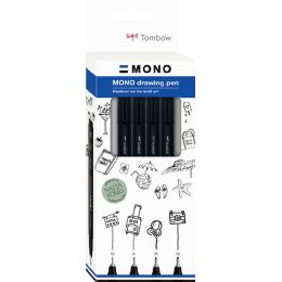 Tombow Fineliner MONO drawing pen Bold Set, 4er Set