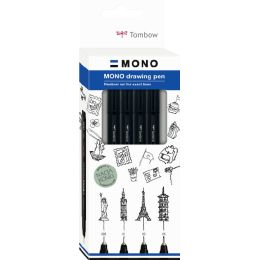 Tombow Fineliner MONO drawing pen Fine Set, 4er Set