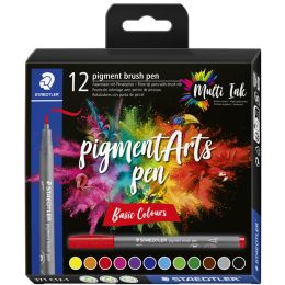 STAEDTLER Fasermaler pigment brush pen Basic Colours, 12er