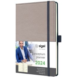 sigel Buchkalender Conceptum Design Casual 2024, grau/wei