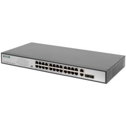 DIGITUS 19 Fast Ethernet PoE Switch, 24-Port, Unmanaged