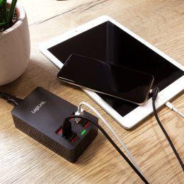 LogiLink USB-Tisch-Ladegert, 6-Port, 32 Watt, schwarz