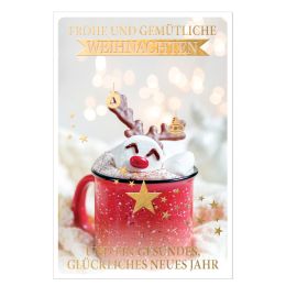 SUSY CARD Weihnachtskarte Tasse mit Marshmallow