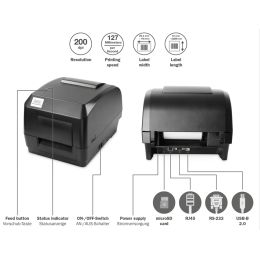 DIGITUS Etikettendrucker / Bar Code Label Drucker, 200dpi