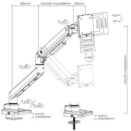 LogiLink Monitorarm, Aluminium, Armlnge: 473 mm, Flat &
