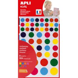 APLI kids Sticker Rund, auf Bogen, farbig sortiert