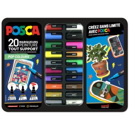 POSCA Pigmentmarker POP COLOURS, 20er Metallbox