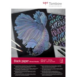 Tombow Zeichenblock Black Paper, DIN A5, blanko, 250 g/qm
