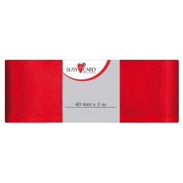 SUSY CARD Geschenkband Doppelsatin, 40 mm x 3 m, rot
