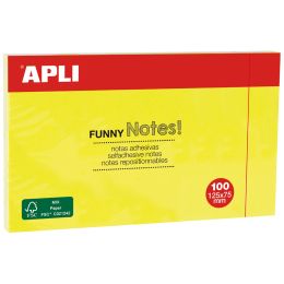APLI Haftnotizen FUNNY Notes!, 75 x 75 mm, neongelb