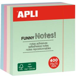 APLI Haftnotiz-Wrfel FUNNY Notes!,125 x 75 mm, sortiert