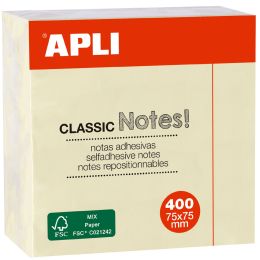 APLI Haftnotiz-Wrfel CLASSIC Notes!, 75 x 75 mm, gelb
