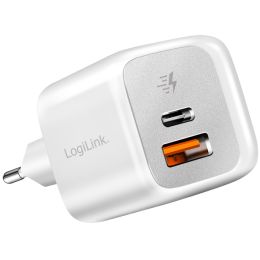 LogiLink Dual-USB-Schnelladegerät-Set, USB-C / USB-A, weiß