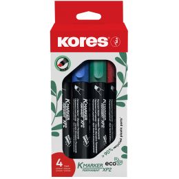Kores Permanent-Marker ECO XP2, Keilspitze, 4er Etui