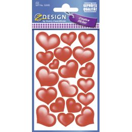 ZDesign CREATIVE Sticker Herzen, beglimmert, rot