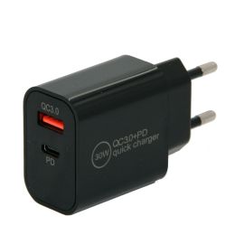 IWH USB-C-Ladegert, 1x USB-A / 1x USB-C, 30 Watt, schwarz