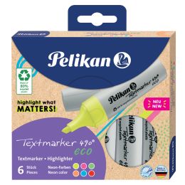 Pelikan Textmarker 490 eco, 4er Etui Neon-Farben