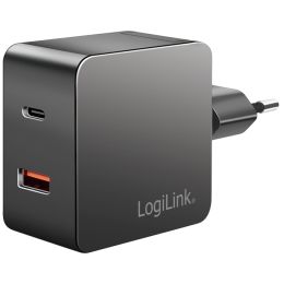 LogiLink USB-Steckdosenadapter, 1x USB-A, 1x USB-C, 45 Watt