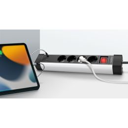 LogiLink Tisch-Steckdosenleiste, 4-fach, 2x USB,mit Schalter