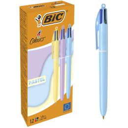 BIC Druckkugelschreiber 4 Colours Pastell, 12er Kartonbox