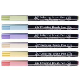 SAKURA Pinselstift Koi Colouring Brush Pen Pastel, 6er Set
