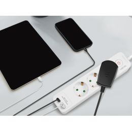 LogiLink Steckdosenleiste, 3-fach, 2x USB, mit Schalter