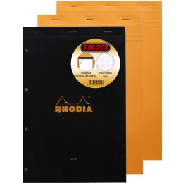 RHODIA Notizblock No. 20, DIN A4+, franz. Lineatur, 3er Pack