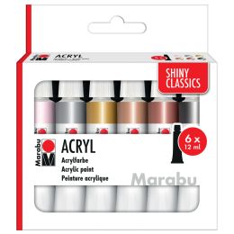 Marabu Acrylfarben-Set SHINY CLASSICS, 6 x 12 ml