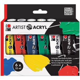 Marabu Acrylfarben-Set Artist Acryl, 6 x 22 ml
