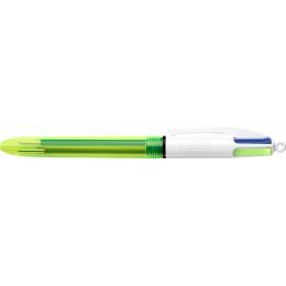 BIC Druckkugelschreiber 4 Colours Fluo, neongelb/weiß