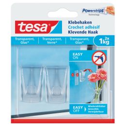tesa Powerstrips Klebehaken fr Glas, transparent