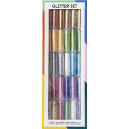 folia Glitterpulver-Set, 30 Dosen à 3 g, farbig sortiert