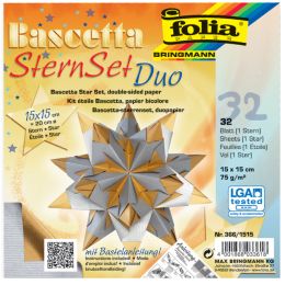 folia Faltblätter Bascetta-Stern, 150 x 150 mm, silber/gold