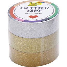 folia Deko-Klebeband Glitter Tape, silber/hellgold/gold