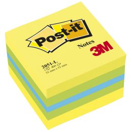 Post-it Haftnotiz-Würfel Mini, 51 x 51 mm, gelbtöne/blau
