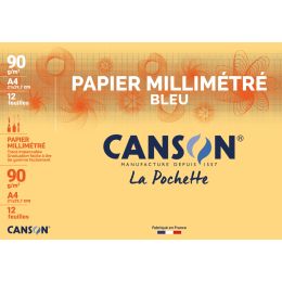 CANSON Millimeterpapier, DIN A4, 90 g/qm, Farbe: blau