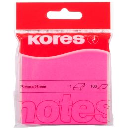 Kores Haftnotizen NEON, 75 x 75 mm, blanko, neon-pink