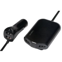 LogiLink USB KFZ-Ladegert fr Vorder- & Rcksitze, schwarz