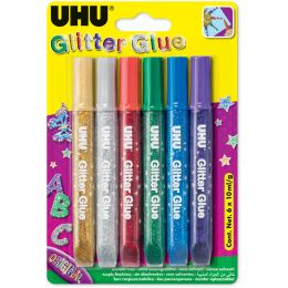 UHU Glitzerkleber Glitter Glue Original, Inhalt: 6 x 10 ml