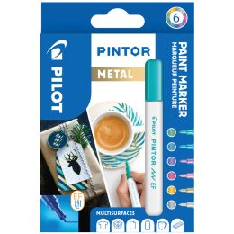 PILOT Pigmentmarker PINTOR, medium, 6er Set METAL