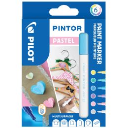 PILOT Pigmentmarker PINTOR, medium, 6er Set PASTEL