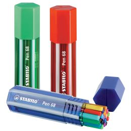 STABILO Fasermaler Pen 68, 20er Big Pen Box, farbig sortiert
