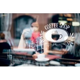 Securit Fensterschablonen-Set WINDOODLE, Motiv: Coffee-Shop