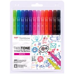 Tombow Doppelfasermaler TwinTone Bright Colours, 12er Set