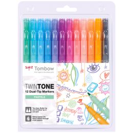 Tombow Doppelfasermaler TwinTone Pastell Colours, 12er Set